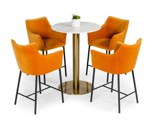 VIG Furniture Modrest Fairway - Glam White Marble and Brushed Gold Bar Table VGEUMC-6931BT