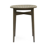 Stamford Outdoor Rustic Acacia Wood Bar Table with Slat Top, Gray Noble House