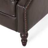 Walter Contemporary Tufted Bonded Leather Recliner, Brown and Dark Brown Noble House