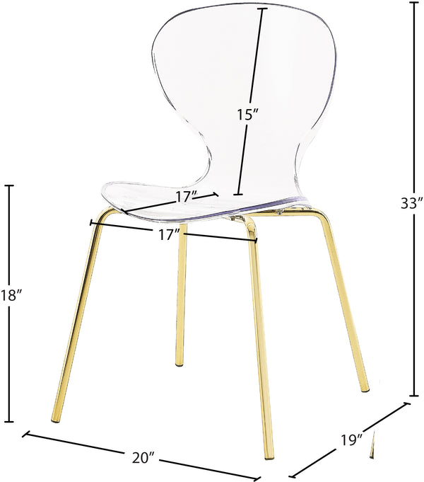 Clarion Lucite Polycarbonate / Metal Contemporary Gold Metal Dining Chair - 19.5" W x 19" D x 32.5" H