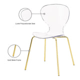 Clarion Lucite Polycarbonate / Metal Contemporary Gold Metal Dining Chair - 19.5" W x 19" D x 32.5" H