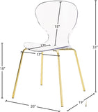 Clarion Lucite Polycarbonate / Metal Contemporary Gold Metal Dining Chair - 19.5" W x 19" D x 32.5" H