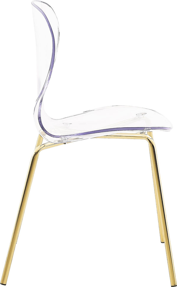 Clarion Lucite Polycarbonate / Metal Contemporary Gold Metal Dining Chair - 19.5" W x 19" D x 32.5" H