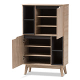 Baxton Studio Fella Mid-Century Modern Two-Tone Oak and Grey Wood Multipurpose Storage Cabinet