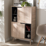 Baxton Studio Fella Mid-Century Modern Two-Tone Oak and Grey Wood Multipurpose Storage Cabinet