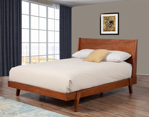 Alpine Furniture Dakota Standard King Platform Bed 1974-07EK Acorn Mahogany Solids & Veneer 81 x 85 x 43