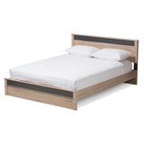 Jamie Modern and Contemporary Two-Tone Oak and Grey Wood Queen Size Platform Bed