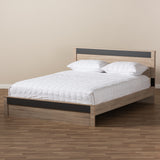 Baxton Studio Jamie Modern and Contemporary Two-Tone Oak and Grey Wood Queen Size Platform Bed