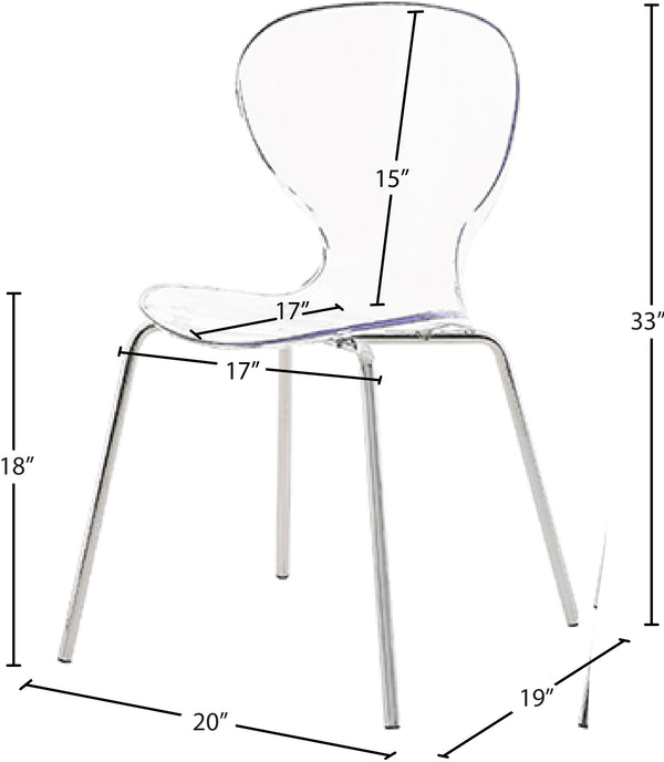 Clarion Lucite Polycarbonate / Metal Contemporary Chrome Metal Dining Chair - 19.5" W x 19" D x 32.5" H