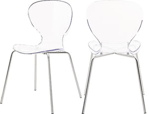Clarion Lucite Polycarbonate / Metal Contemporary Chrome Metal Dining Chair - 19.5" W x 19" D x 32.5" H