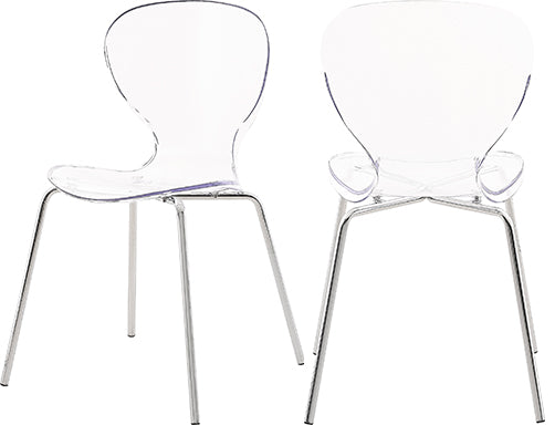 Clarion Lucite Polycarbonate / Metal Contemporary Chrome Metal Dining Chair - 19.5" W x 19" D x 32.5" H