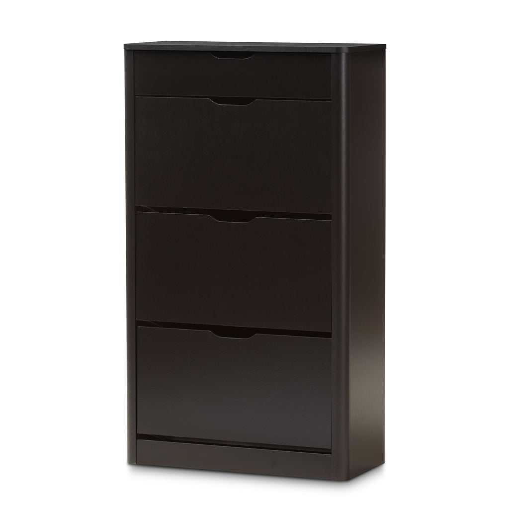 Baxton Studio Cayla Modern and Contemporary Black Wood Shoe Cabinet