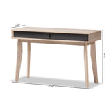 Baxton Studio Fella Mid-Century Modern 2-Drawer Oak and Grey Wood Study Desk