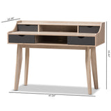 Baxton Studio Fella Mid-Century Modern 4-Drawer Oak and Grey Wood Study Desk