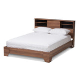 Vanda Modern and Contemporary Two-Tone Walnut and Black Wood Queen Size Platform Bed