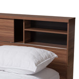 Baxton Studio Vanda Modern and Contemporary Two-Tone Walnut and Black Wood Queen Size Platform Bed