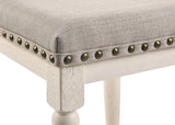 Tasnim Transitional Counter Height Stool Tan Fabric & Antique White Finish 77182-ACME