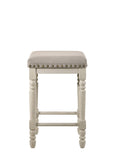 Tasnim Transitional Counter Height Stool Tan Fabric & Antique White Finish 77182-ACME