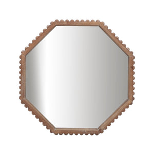 Sagebrook Home Contemporary Wood, 32" Octagonal Mirror, Natural Wb 16441 Brown Fir Wood