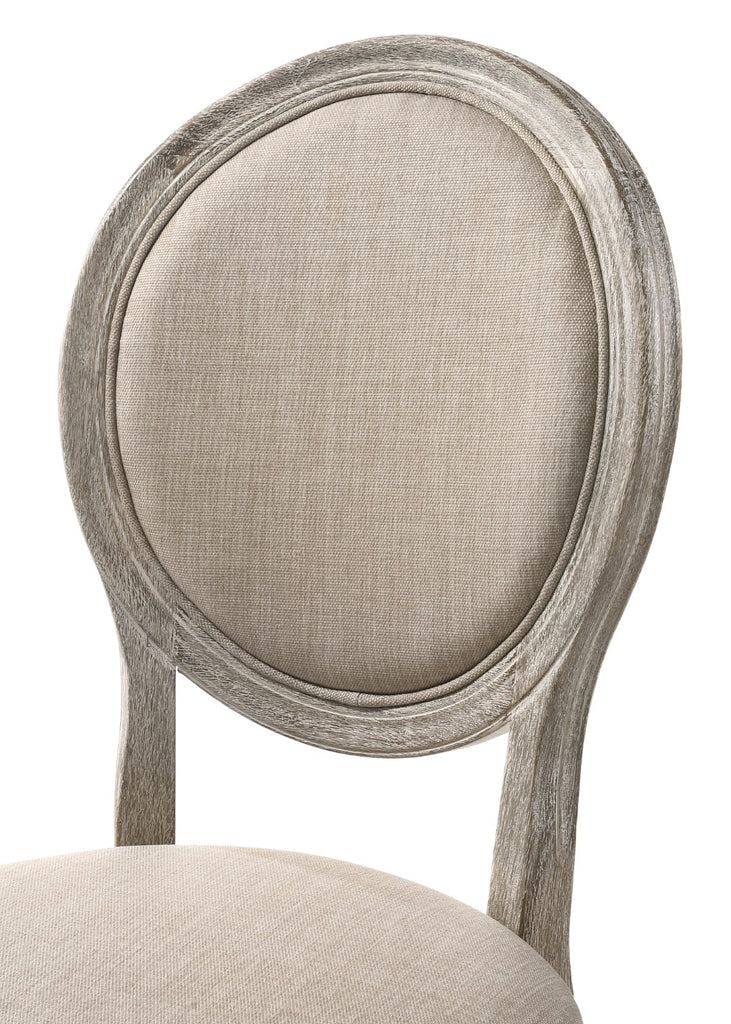 Faustine Transitional Side Chair Tan Fabric(#D16) & Salvaged Light Oak Finish 77187-ACME