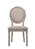 Faustine Transitional Side Chair Tan Fabric(#D16) & Salvaged Light Oak Finish 77187-ACME