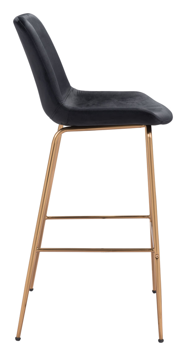 Zuo Modern Tony 100% Polyester, Plywood, Steel Modern Commercial Grade Barstool Black, Gold 100% Polyester, Plywood, Steel