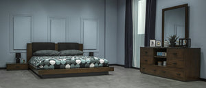 VIG Furniture Nova Domus Fantasia - Contemporary Dark Walnut and Dark Grey Bed VGWDHL-W01-01-BED