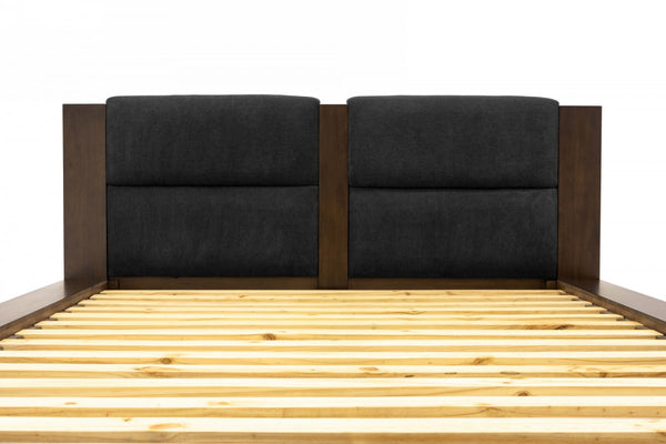 VIG Furniture Nova Domus Fantasia - Walnut/Dark Grey Bed and Two Nightstands VGWDHL-W01-BED-2NS