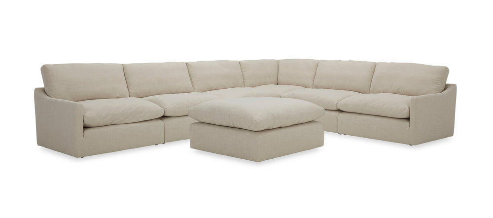 VIG Furniture Divani Casa Fedora - Modern White Fabric Sectional Sofa + Ottoman VGKKKF2637-B1223