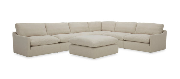 VIG Furniture Divani Casa Fedora - Modern White Fabric Sectional Sofa + Ottoman VGKKKF2637-B1223