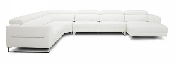 VIG Furniture Divani Casa Hawkey - Contemporary White Full Leather U Shaped Sectional Sofa VGKKKF1066-L2927