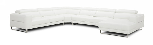 VIG Furniture Divani Casa Hawkey - Contemporary White Full Leather U Shaped Sectional Sofa VGKKKF1066-L2927