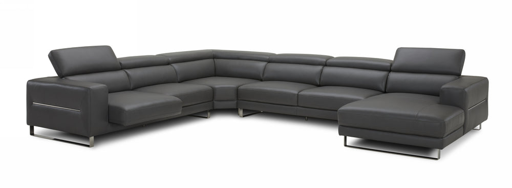 VIG Furniture Divani Casa Hawkey - Contemporary Grey Full Leather U Shaped Sectional Sofa VGKKKF1066-L2925