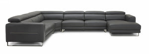 VIG Furniture Divani Casa Hawkey - Contemporary Grey Full Leather U Shaped Sectional Sofa VGKKKF1066-L2925