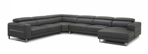 VIG Furniture Divani Casa Hawkey - Contemporary Grey Full Leather U Shaped Sectional Sofa VGKKKF1066-L2925