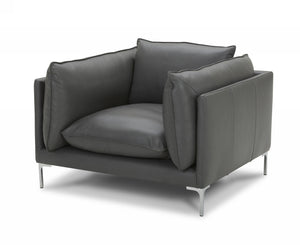 VIG Furniture Divani Casa Harvest - Modern Grey Full Leather Chair VGKKKF2627-L2925-CHR