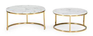 VIG Furniture Modrest Jenkin - Modern Gold and Marble Coffee Table Set VGYUHD-CT024