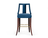 VIG Furniture Modrest Kimball - Glam Blue Velvet Bar Stool VGUIHERSA