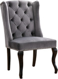 Suri Velvet / Engineered Wood / Metal / Foam Contemporary Grey Velvet Dining Chair - 23" W x 26" D x 41" H