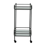 Sagebrook Home Traditional Metal 28" 2 Tier Bar Cart, Black 14690-01 Black Iron