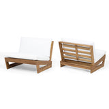 Noble House Sherwood Outdoor Acacia Wood Club Chairs with Cushions (Set of 2), Teak and White