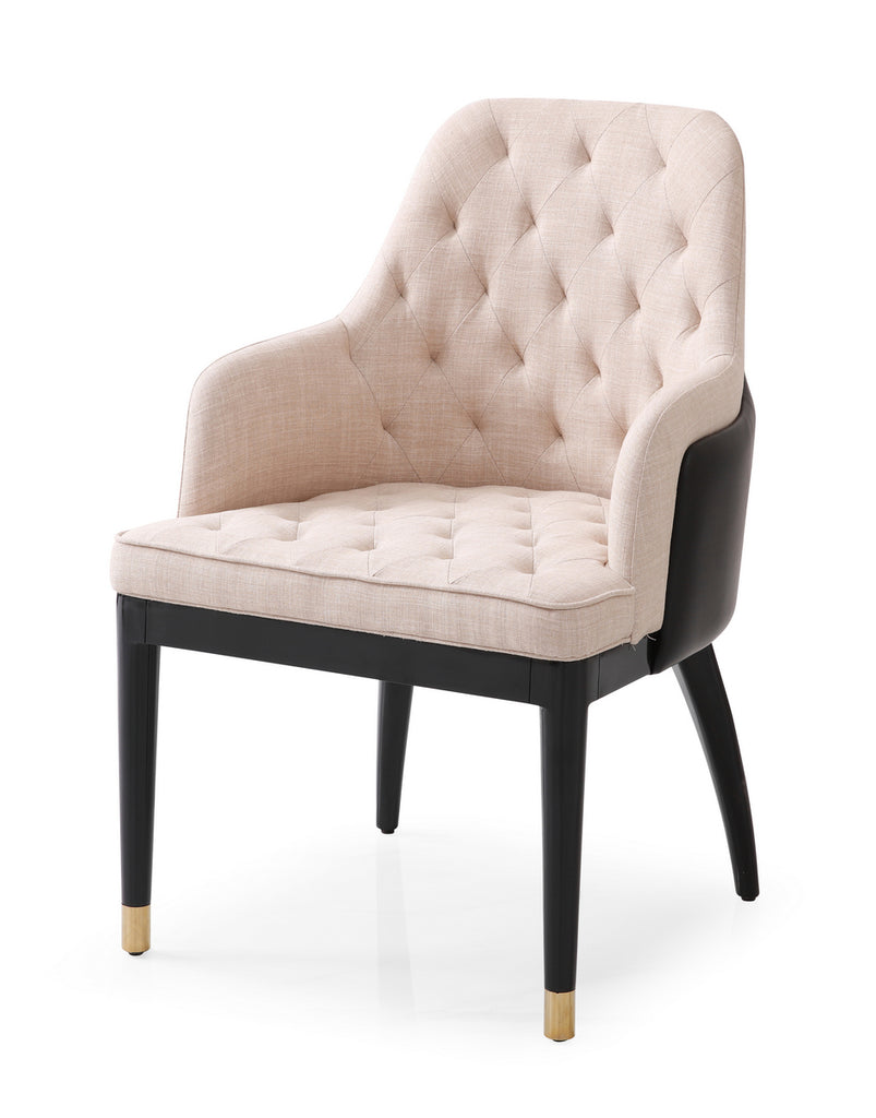 VIG Furniture Modrest Leeds - Glam Beige and Black Dining Chair VGVCB8966W