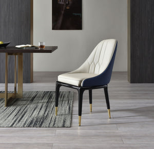 VIG Furniture Modrest Marco - Modern Glam Beige & Blue Dining Chair VGVCB1869-BLU-DC