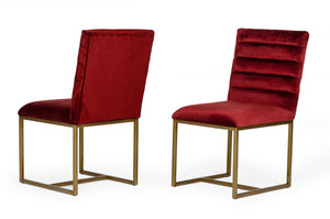 VIG Furniture Modrest Barker - Modern Red & Brush Gold Dining Chair (set of 2) VGGMDC-1251A