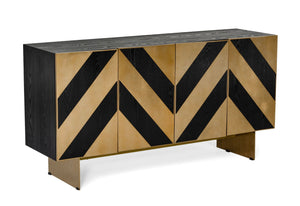 VIG Furniture Modrest Perret - Glam Black Ash & Brushed Brass Modern Buffet VGGMW-1330A-BUFF