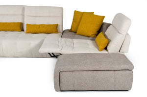 VIG Furniture David Ferrari Natura - Italian Modern Light Taupe Fabric Sectional Sofa with Manual Recliner VGFTNATURA