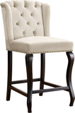 Suri Velvet / Engineered Wood / Metal / Foam Contemporary Cream Velvet Stool - 20.5" W x 22.5" D x 41.5" H