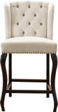 Suri Velvet / Engineered Wood / Metal / Foam Contemporary Cream Velvet Stool - 20.5" W x 22.5" D x 41.5" H