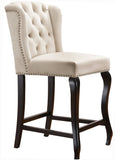 Suri Velvet / Engineered Wood / Metal / Foam Contemporary Cream Velvet Stool - 20.5" W x 22.5" D x 41.5" H