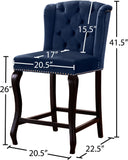 Suri Velvet / Engineered Wood / Metal / Foam Contemporary Navy Velvet Stool - 20.5" W x 22.5" D x 41.5" H